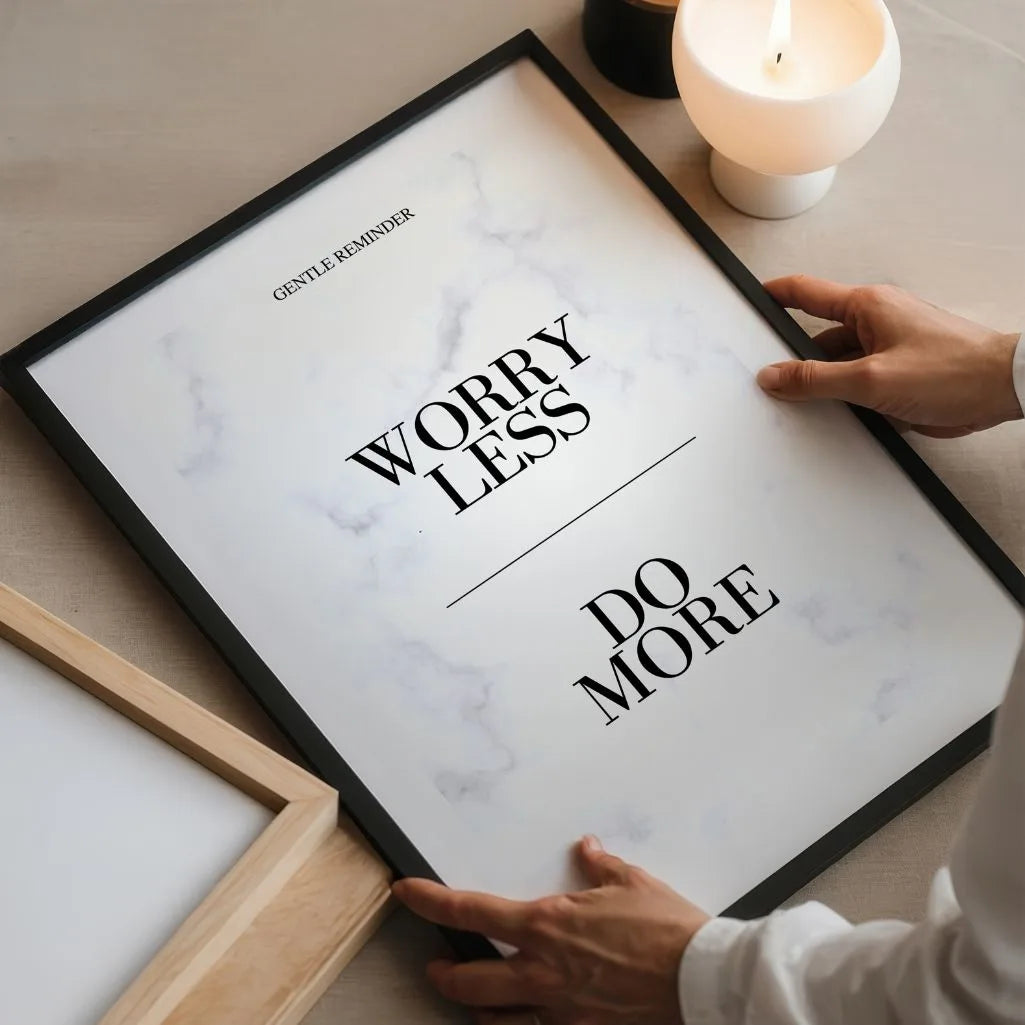 motivational typography posters arranged in modern gallery wall