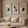 Abstract yin yang inspired poster set in black and beige for calm decor